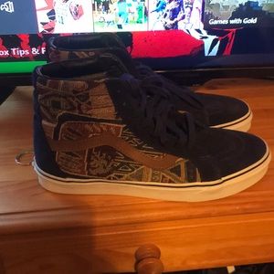 Navy Blue/Aztek Print Vans Hi Tops